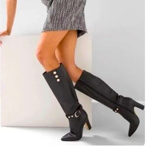 NEW WHBM $400 Elegant Black Knee-High Women's Boots size 6